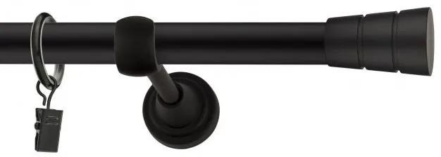 Dekorstudio Garniža jednoradová BASIC čierna matná 19mm Dĺžka: 160cm, Typ uchytenia: Držiak otvorený, Typ príslušenstva: Krúžky tiché so štipcami