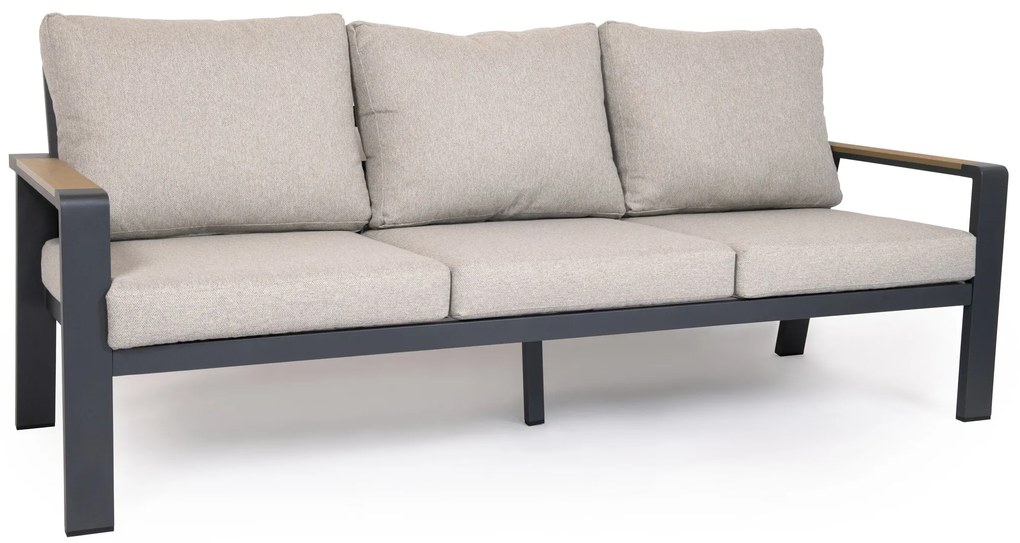 Hliníková trojsedačka EMOT antracit so svetlými poduškami