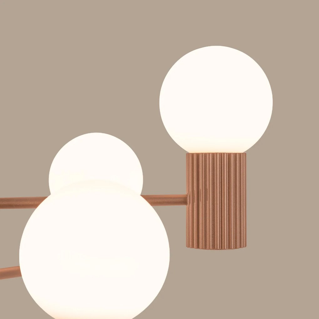 Luster Halo, 6x biele sklenené tienidlo, br