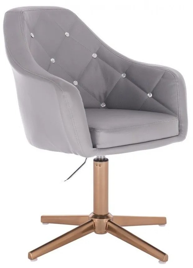 LuxuryForm DESIGN Kreslo ROMA na zlatom kríži - šedé