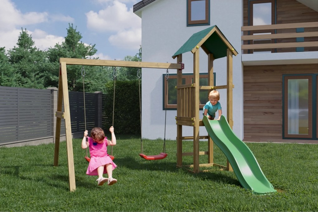 Marimex | Detské ihrisko Marimex Play Basic 008 + zelená šmykľavka | 11640470