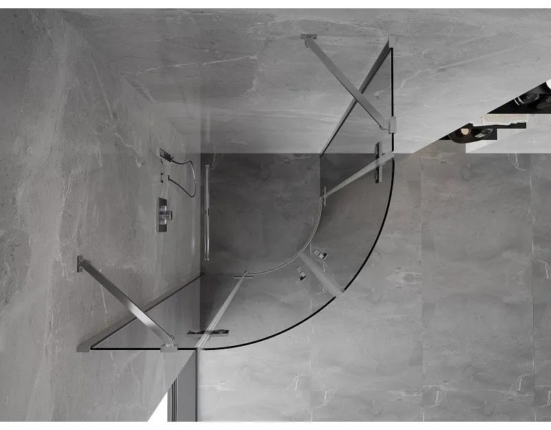 Mexen Mist, polkruhový výklopný sprchový kút 100 x 100 cm, číre sklo, chrómový profil, 8A33-100-100-01-00