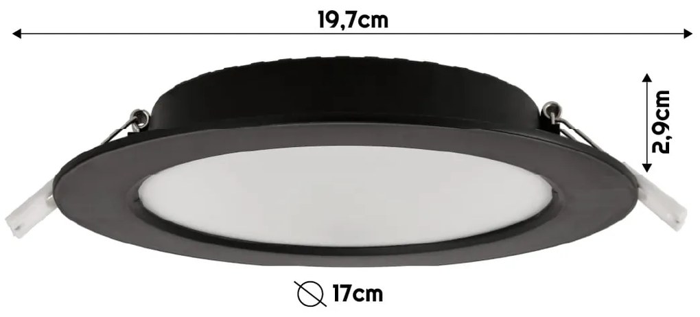 BERGE Okrúhly LED panel zapustený - čierny - 12W - PC - neutrálna biela