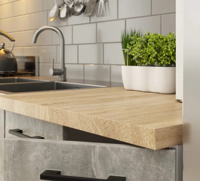 Kuchynská linka OLIVIA H720 1.8 m s vitrínou betón