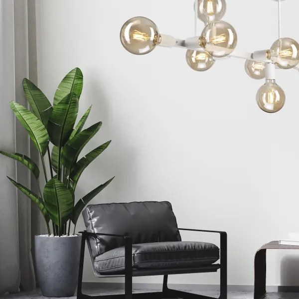 Luster na tyči ASTRID 8xE27/60W/230V biela