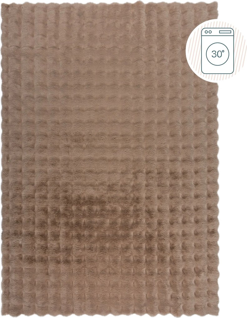 Flair Rugs, Kusový koberec Waffle Faux Fur Taupe, 180x290, hnedá, obývacia izba