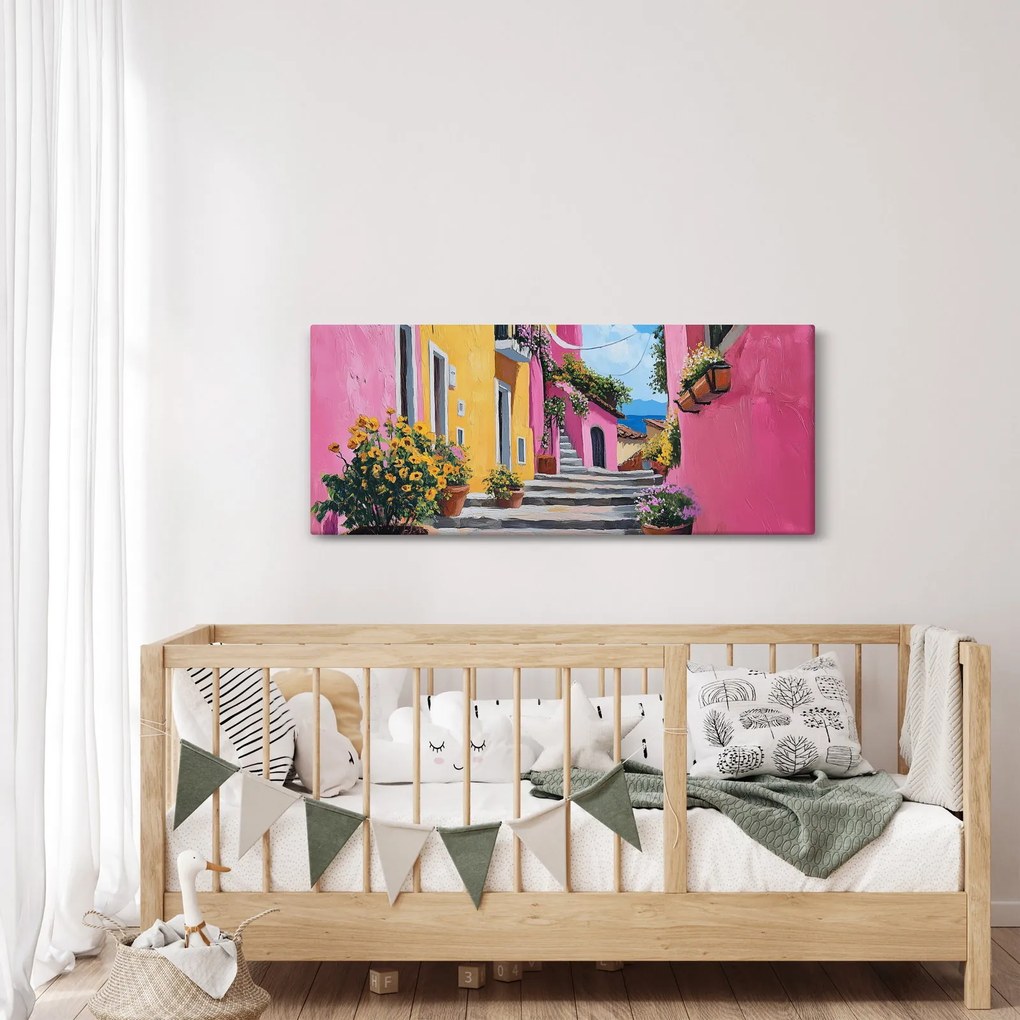 Obraz - Ružová ulička (120x50 cm)