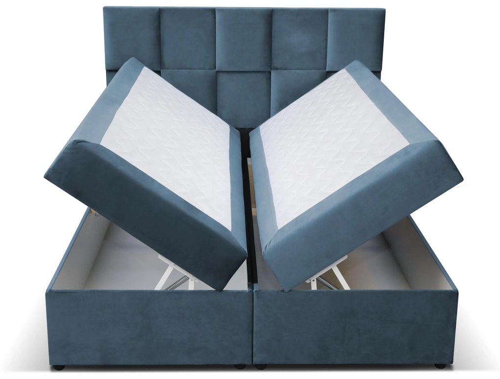 ERWIN 3D MANŽELSKÁ POSTEĽ 180X200 TMAVOMODRÁ ZAMATOVÁ LÁTKA