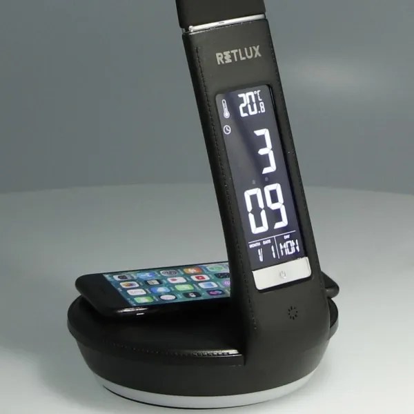 Retlux-LED Stmiev. lampa s bezdr. nab. Qi a displejom LED/6W/230V 3000/4000/6000K