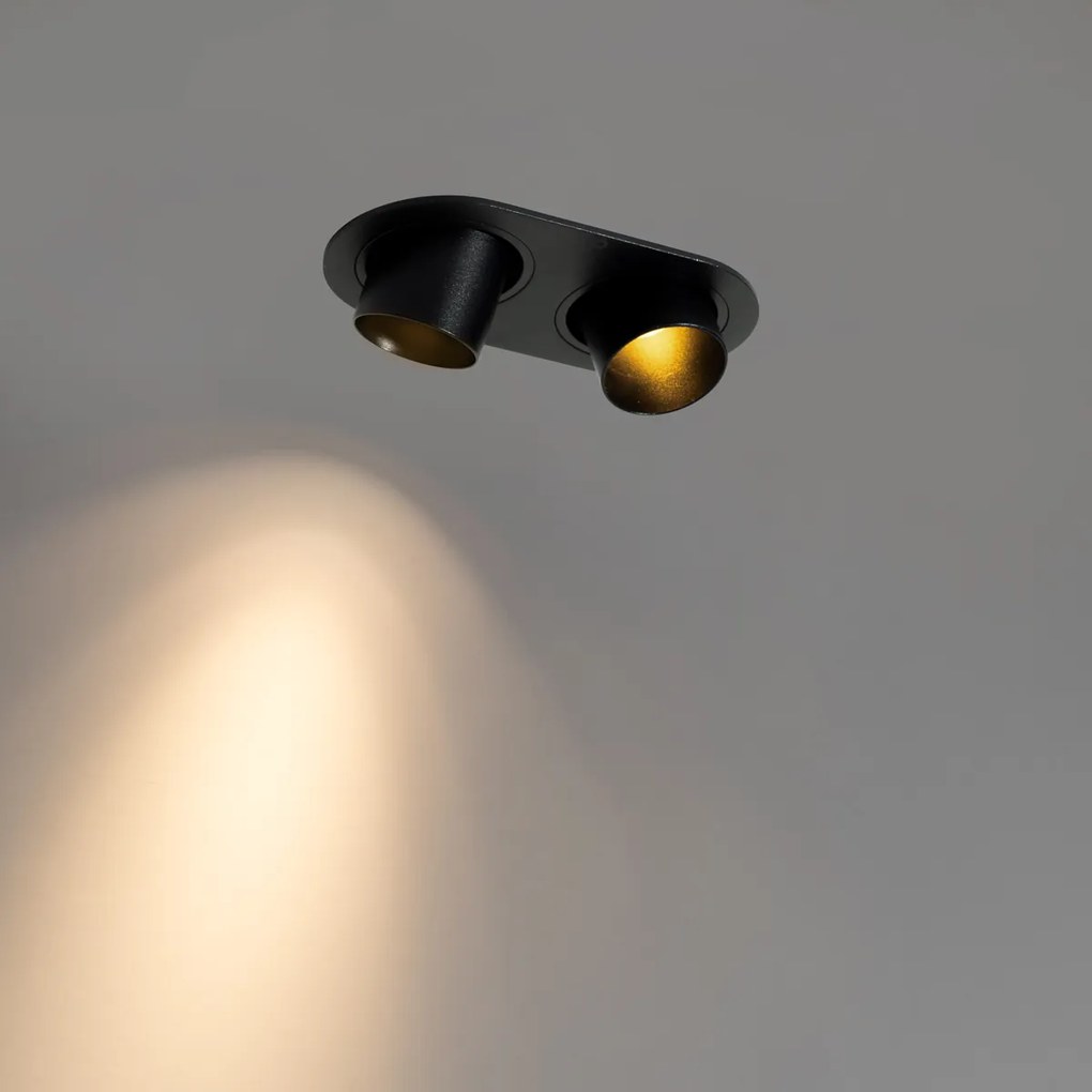 Okrúhle zapustené bodové svetlo čierne GU10 35 mm výkyvné 2-svetlo - Installa