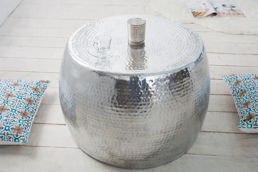 Ručne vyrobený konferenčný stolík Orient strieborný 60cm