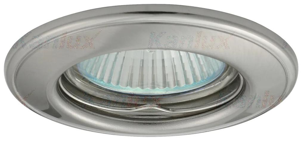 KANLUX Podhľadové bodové stropné osvetlenie DURON, 1xGX5,3, 50W, 8cm, okrúhle, strieborné, matne zlatá