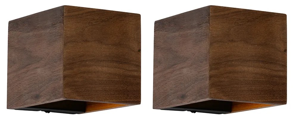 Sada 2 inteligentných nástenných svietidiel orechové drevo vrátane WiFi G9 - Transfer