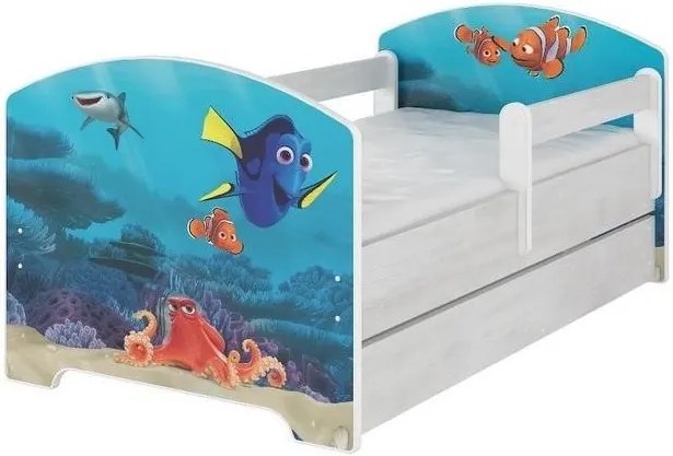 MAXMAX Detská posteľ so zásuvkou Disney - HĽADÁ SA NEMO 140x70 cm