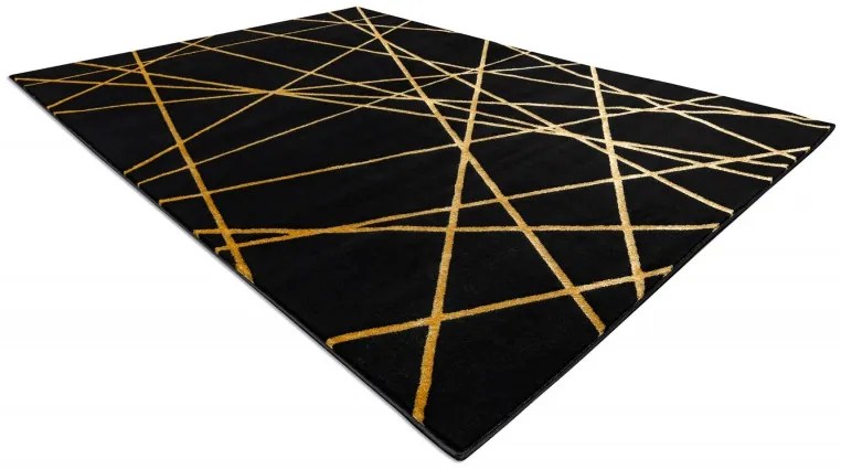 Dywany Łuszczów Kusový koberec Gloss 406C 86 geometric black/gold - 80x150 cm