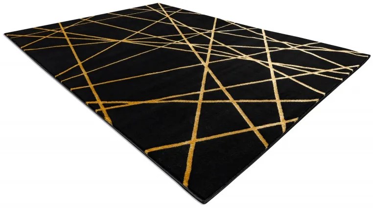 Kusový koberec Gloss 406C 86 geometric black/gold, 140x190, čierna, chodba / predsieň, Dywany Łuszczów
