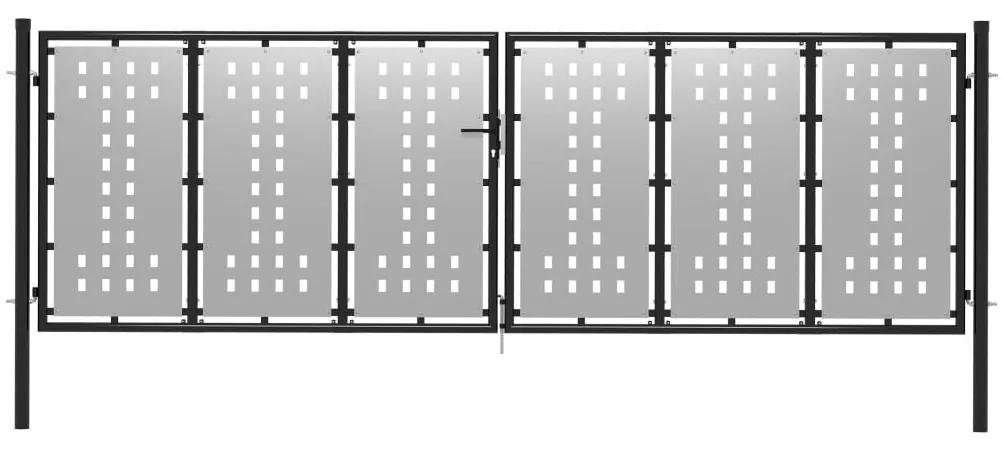 vidaXL Záhradná brána oceľová 400x125 cm strieborná