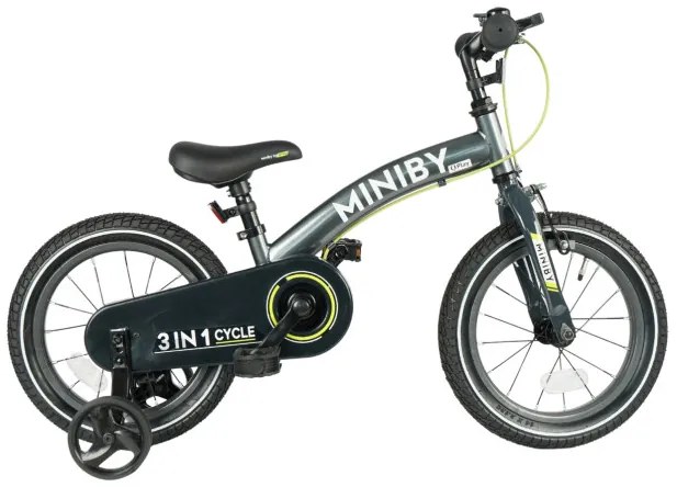 Detský bicykel Miniby 14" sivý