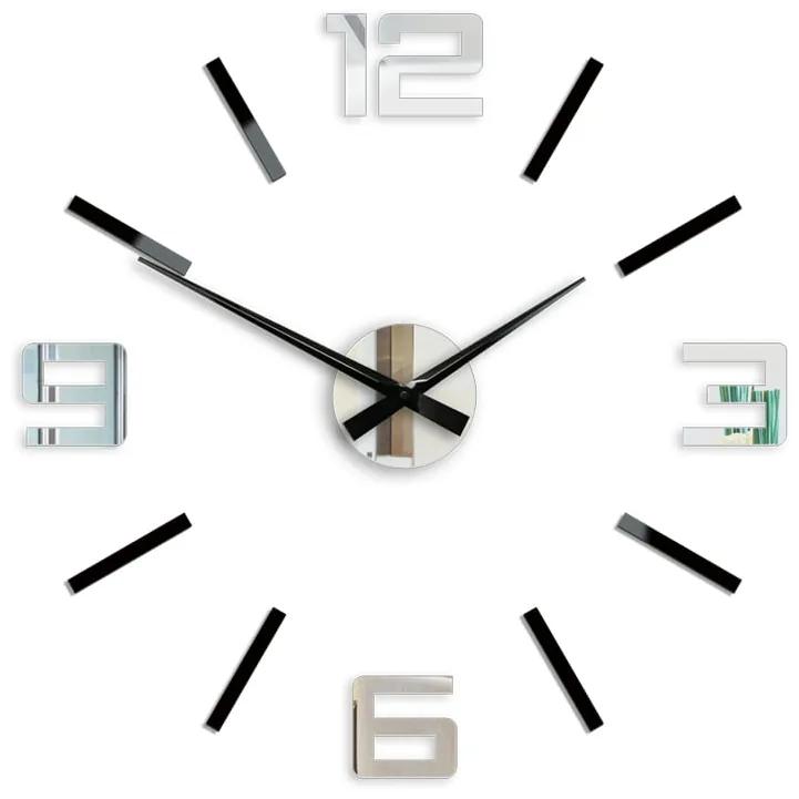 Moderné nástenné hodiny SILVER XL BLACK-MIRROR blackmirror
