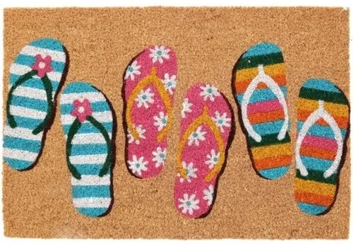 Kokosová rohožka Flip flops, 39 x 59 cm