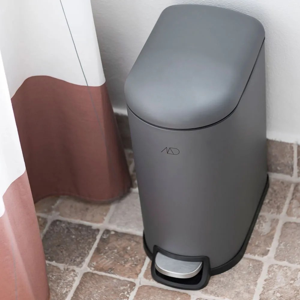 Tmavosivý pedálový kovový odpadkový kôš 10 l Walther – Mette Ditmer Denmark