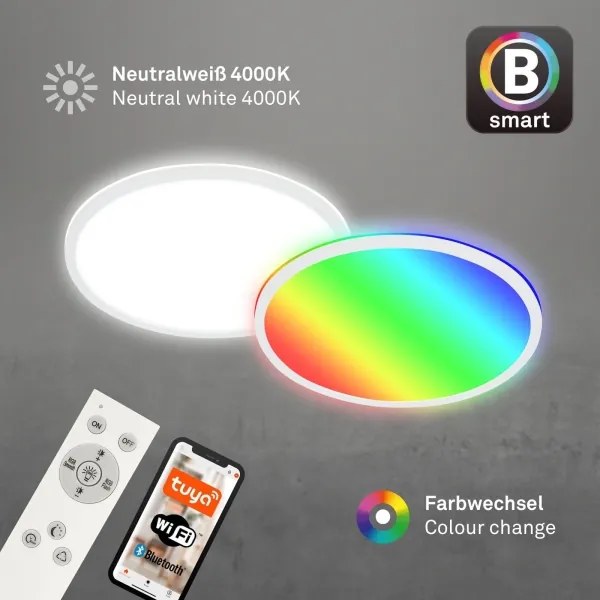 Briloner 7494016-LED RGBW stmievateľné stropné svietidlo SMART LED/22W/230V 4000K s diaľkovým ovládaním Wi‑Fi Tuya