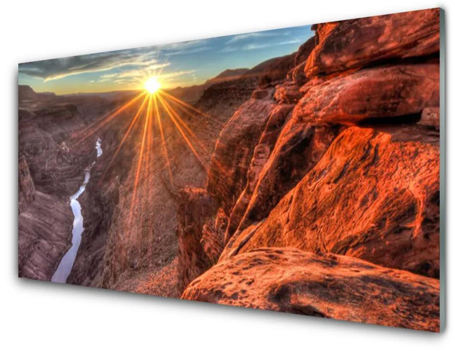 Skleneny obraz Slnko púšť krajina 125x50 cm