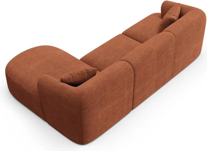 Menčestrová rohová pohovka v terakotovej farbe (pravý roh/s leňoškou) Campi – Cosmopolitan Design