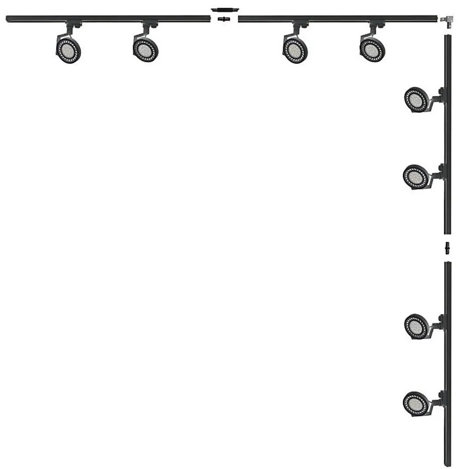 Zuma Line 3590 - Bodové svietidlo do lištového systému MASTER 8xGU10/15W/230V čierne