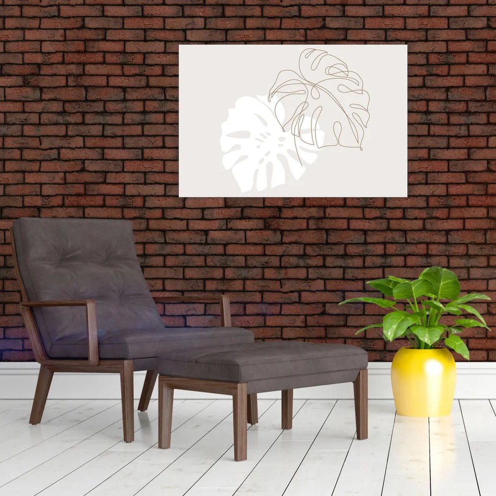 Obraz - Line art monstera N⁰2 (90x60 cm)