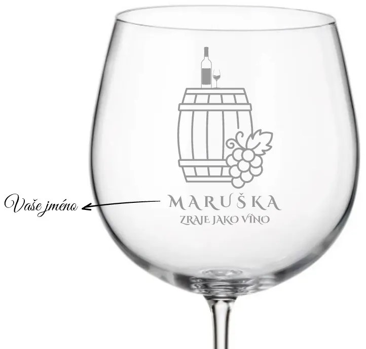 Dekorant Pohárik na víno pre vinárov ZRAJE AKO VÍNO