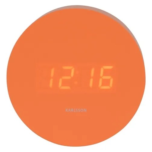 Karlsson 5981OR dizajnové LED hodiny s budíkom oranžová, pr. 9 cm