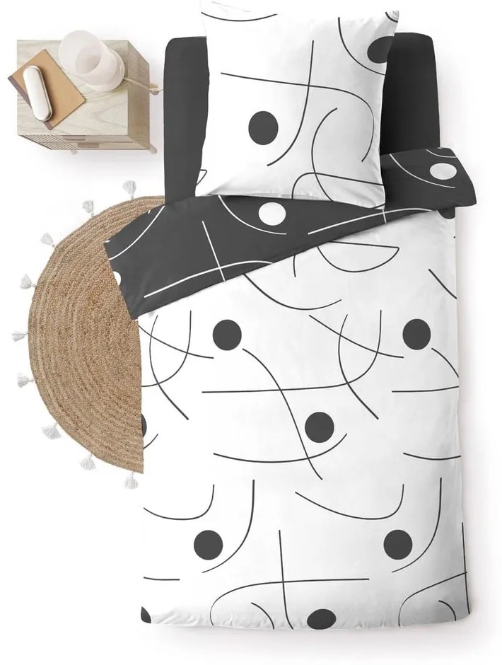 Biele/tmavosivé obliečky na jednolôžko z mikrovlákna 140x200 cm Sonate – douceur d'intérieur