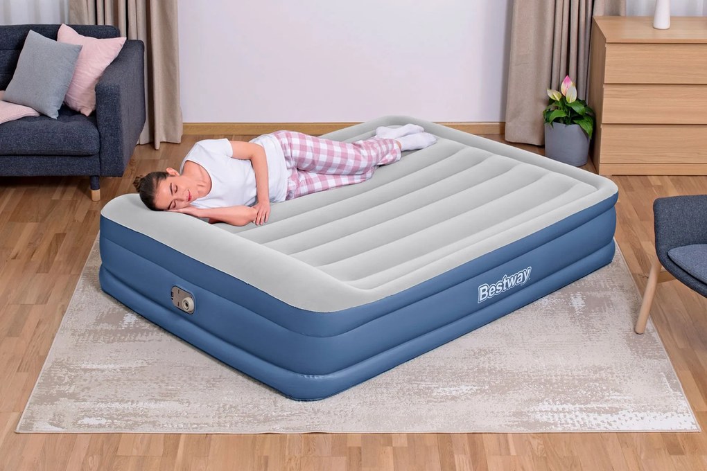 BESTWAY TriTech Queen Nafukovacia posteľ so vstavanou pumpou, 203 x 152 x 46 cm 67630