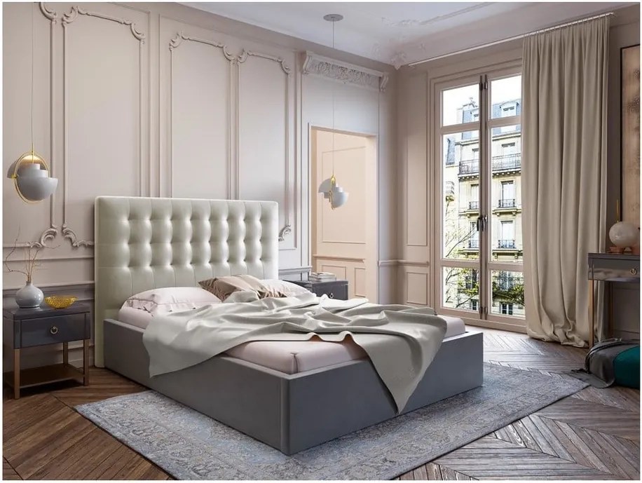 Béžové čelo postele so zamatovým poťahom Windsor & Co Sofas Athena, 200 × 120 cm