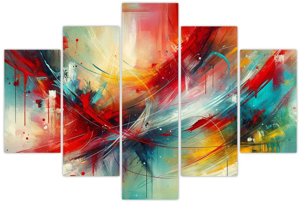 Obraz – Abstrakcia s červenou (150x105 cm)