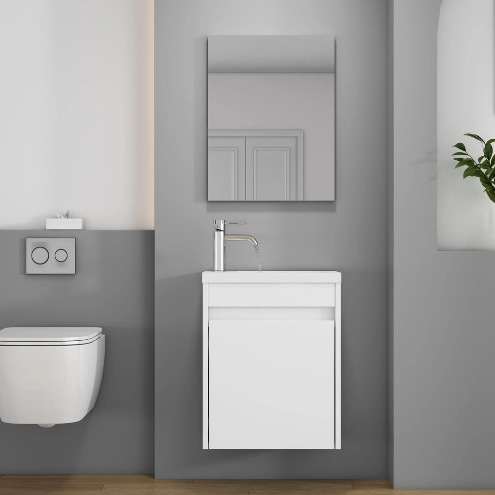 Závesná skrinka s umývadlom Houseland Lila 40 cm biela