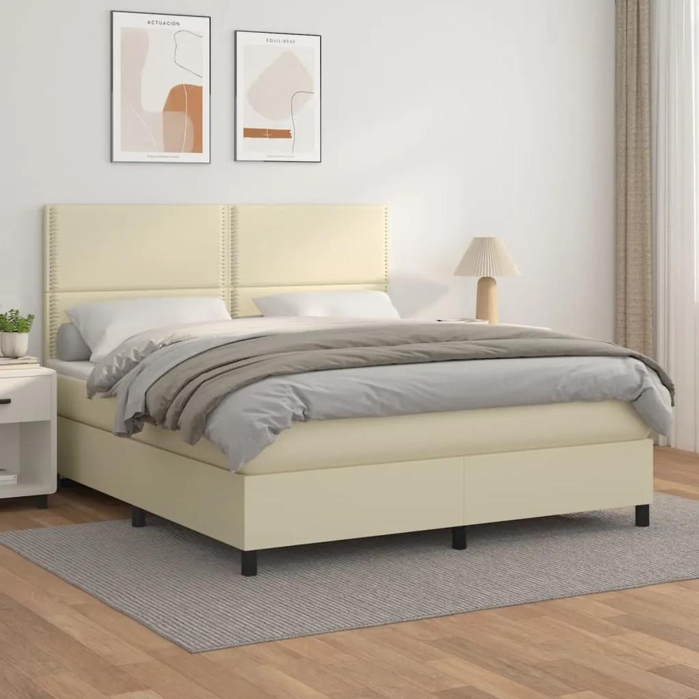 Boxspring posteľ s matracom krémová 160x200 cm umelá koža 3142793