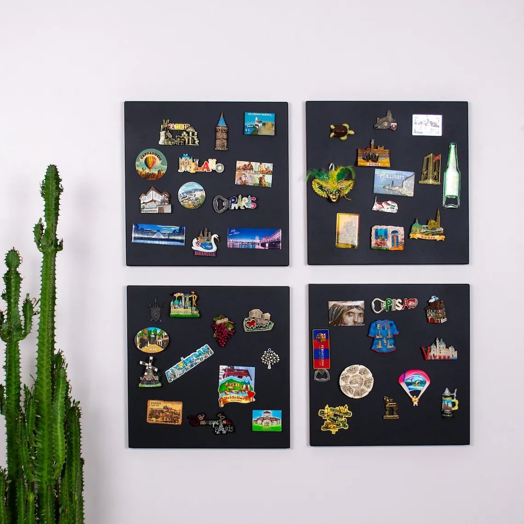 Toptabule.sk Bezrámové tabule na magnetky čierne - SET 4ks 50x50 cm