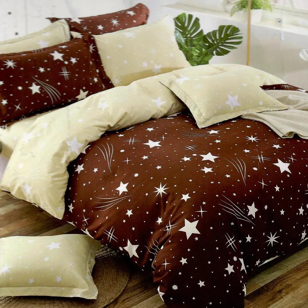 HOD Bavlnené posteľné obliečky 3D/Foto STAR-08 hnedé - 7 dielna súprava 140x200cm