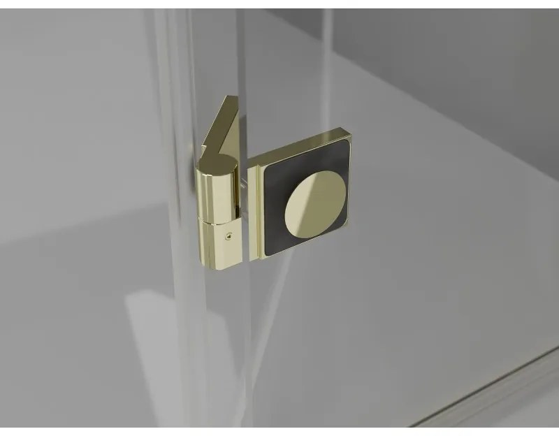 Mexen Mist-H Duo, 2-krídlový výklopný sprchový kút 90 x 70 cm, číre sklo, zlatý lesklý profil, 8A5-090L-070P-50-00