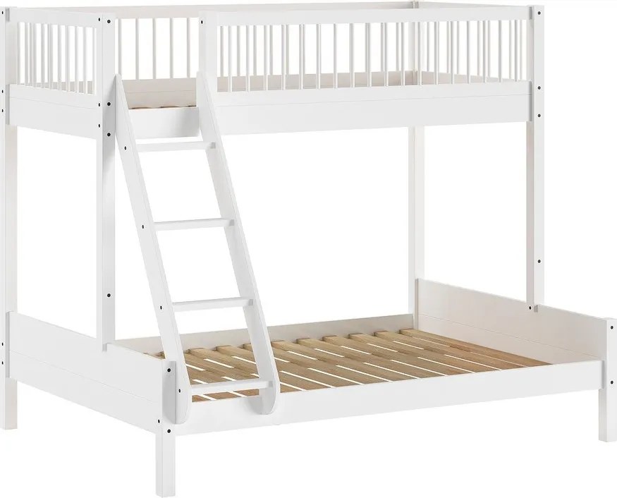 Biela poschodová detská posteľ z bukového dreva s roštom 140x200/90x200 cm Forrest – Vipack