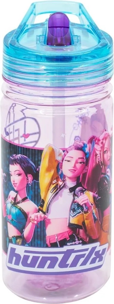 Fľaša na pitie KPop Demon Hunters, motív HUNTR/X so slamkou - 475 ml