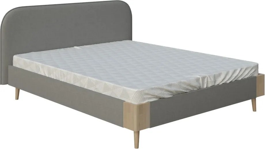 Sivá dvojlôžková posteľ PreSpánok Lagom Plain Soft, 140 x 200 cm