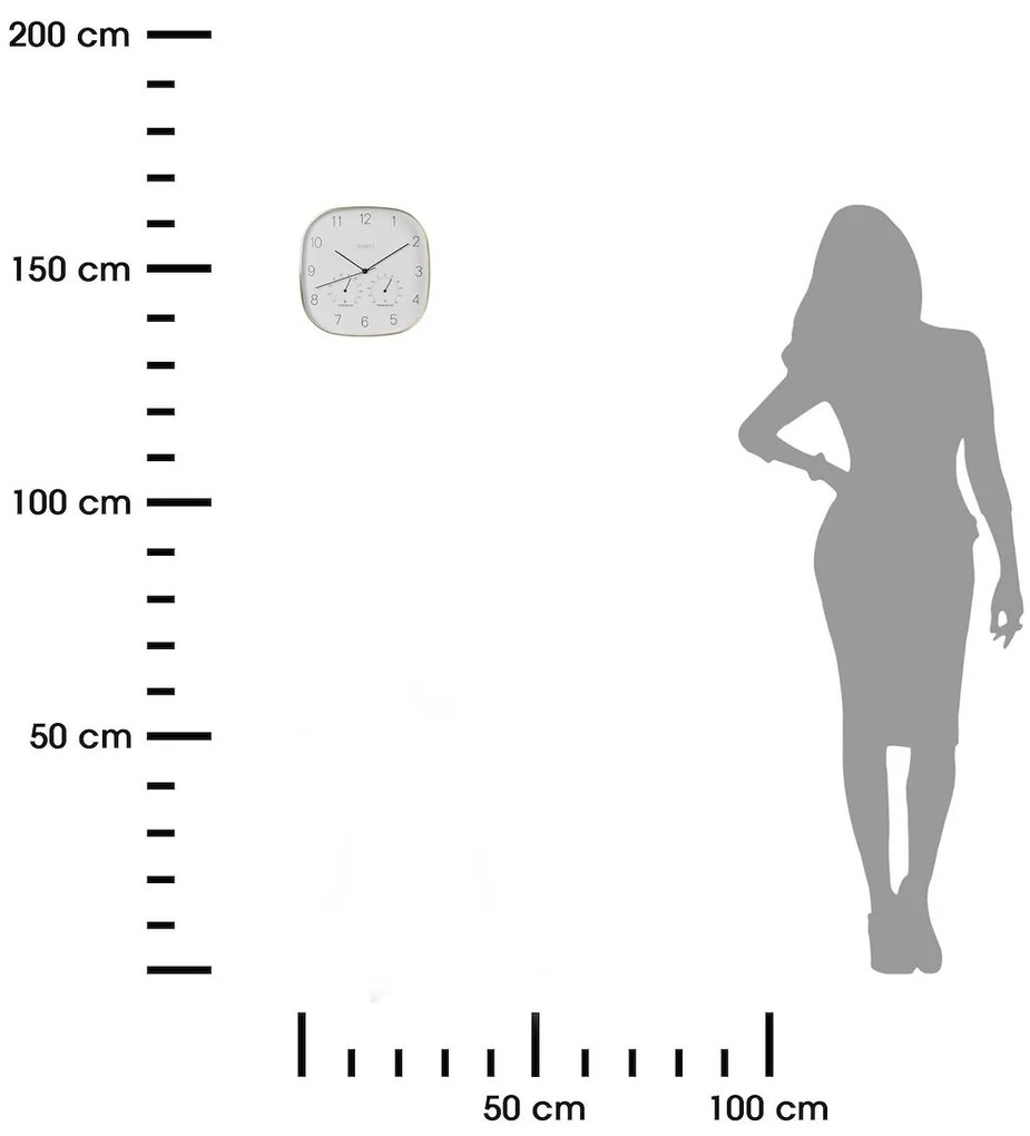 Nástenné hodiny s vlhkomerom a teplomerom Quartz, biela/zlatá