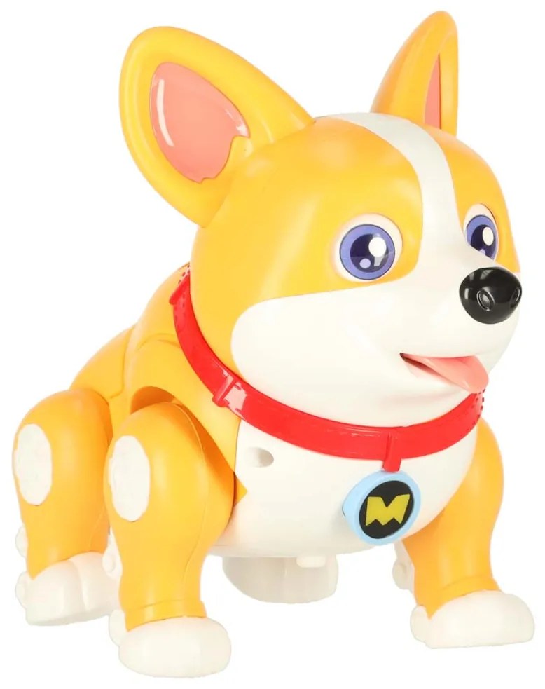 KIK Interaktívna hračka pes Corgi s hudbou a svetielkami