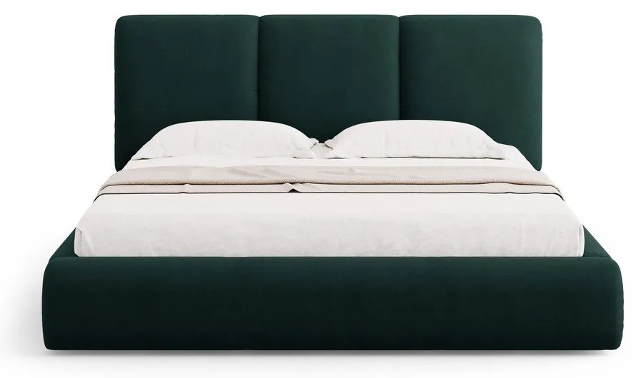 Tmavozelená čalúnená dvojlôžková posteľ s úložným priestorom s roštom 180x200 cm Brody – Mazzini Beds