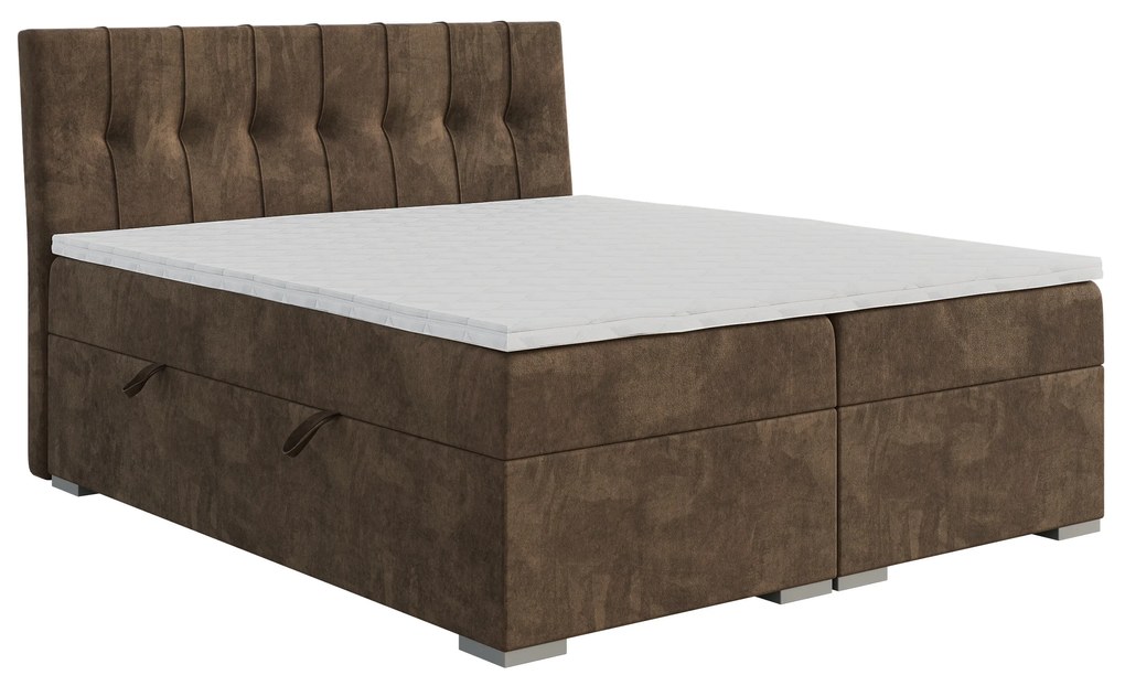 Jednolôžková posteľ Boxspring 120 cm Driny (karamelová) (s matracom a úl. priestorom). Akcia -20%. Vlastná spoľahlivá doprava až k Vám domov. 1043357