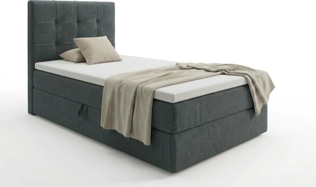 Čalúnená posteľ boxspring DIRELIS VIBE 90x200 cm tmavosivá Matrac: Matrac Bonell pružinový