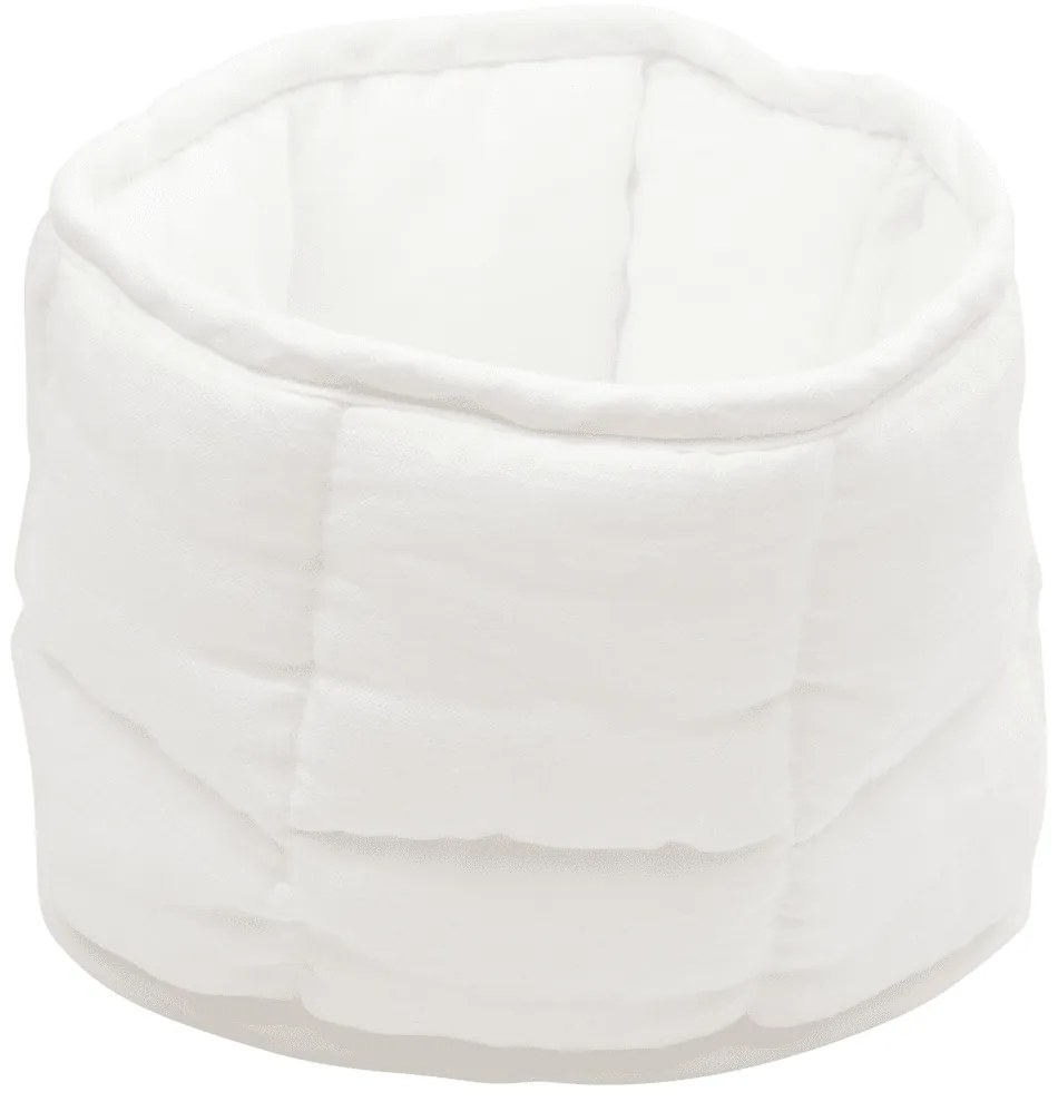 Lněný prošívaný košík bílý ø 20 cm